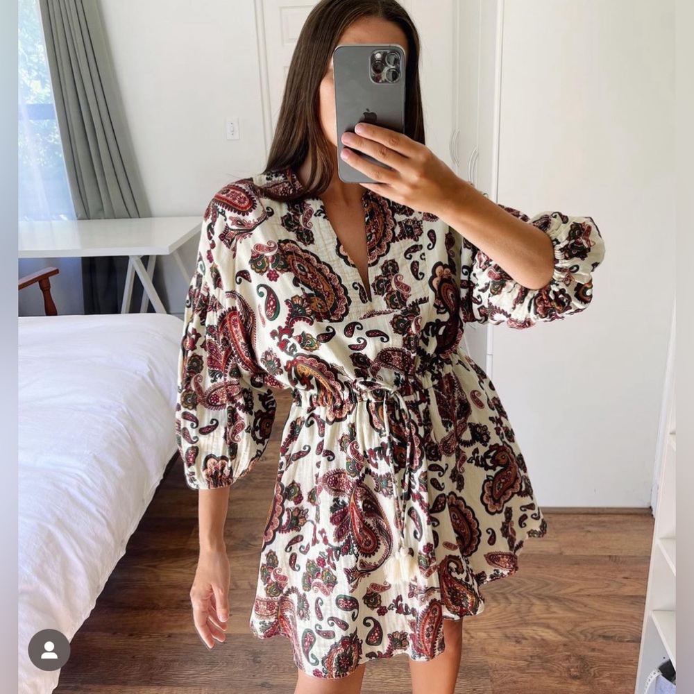 Zara Cotton Paisley Dress Size Small